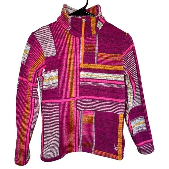 Kids/Girls Spyder Quarter Zip Paid Patterned Pullover Jacket - Picture 1 of 7